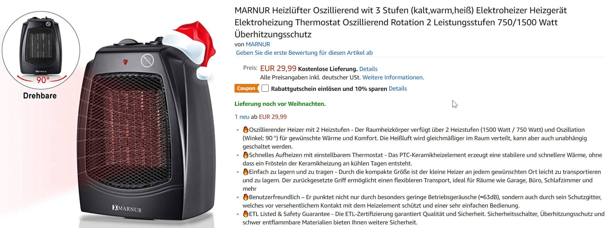 Amazon Schreibrechte mit Emojis und Nikolausmütze ausgereizt 