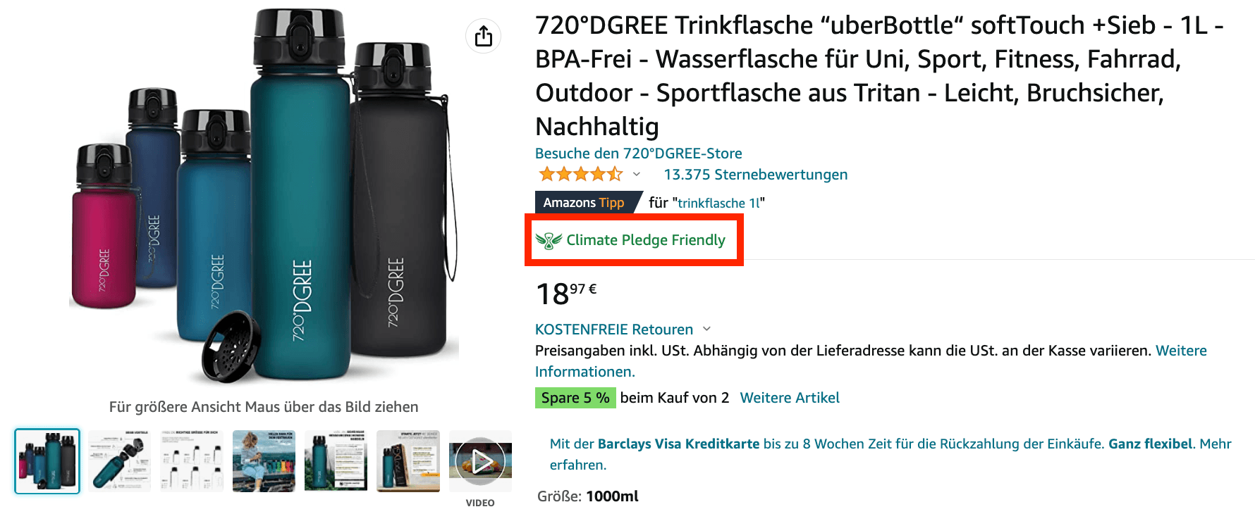 Beispiel für die Ansicht der Zertifizierung auf der Produktdetailseite