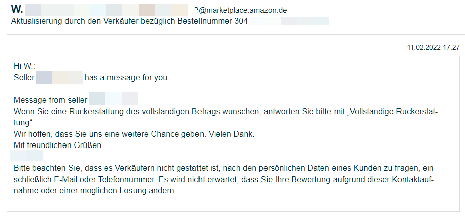 Nachricht an einen Amazon Amazon-Rezensenten